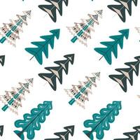 Pine trees papercuts or toys seamless pattern vector