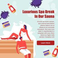 Luxurious Spa break in our sauna, rest on resort vector