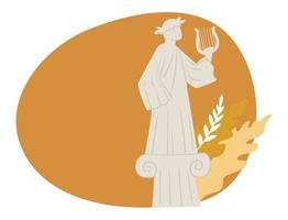 Ancient greek statue with harp and laurel wreath vector