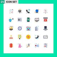 Pictogram Set of 25 Simple Flat Colors of magnifier find phone people global Editable Vector Design Elements