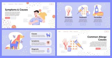 Allergy disease, symptoms and causes landing page vector