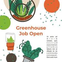 Greenhouse job open, agriculture and gardening vector