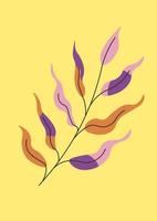 Leaves on branch, floral twig floral decoration vector