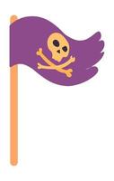 Pirate flag with skull and bones, pole and fabric vector