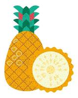 icono de vector de fruta exótica o tropical de piña