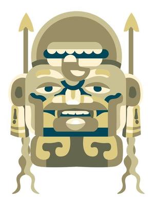 Maya or aztec mask, statue or monument idol totem