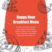 Happy hour breakfast menu, desserts and snacks vector