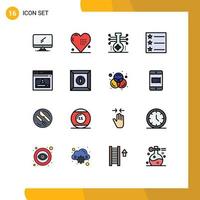 Universal Icon Symbols Group of 16 Modern Flat Color Filled Lines of internet layout holiday technology molecule Editable Creative Vector Design Elements