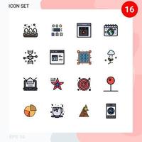 Mobile Interface Flat Color Filled Line Set of 16 Pictograms of dna day cinema calender earth Editable Creative Vector Design Elements