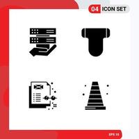 conjunto de pictogramas de glifos sólidos simples de control de contenido de datos construcción de pañales elementos de diseño vectorial editables vector