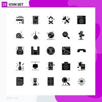 Pictogram Set of 25 Simple Solid Glyphs of science artificial recreation space pollution Editable Vector Design Elements