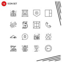 16 User Interface Outline Pack of modern Signs and Symbols of love whistle security sport layout Editable Vector Design Elements