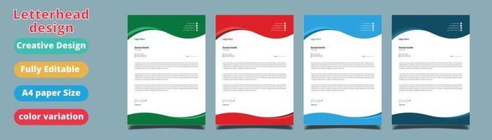 Corporate modern letterhead design template with yellow, blue, green and red colors. creative modern letterhead design template for your project. vector