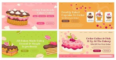 Web banner set with bakery cake advertising vector