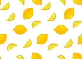 Lemons whole and sliced pieces, seamless pattern vector