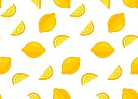 Lemons whole and sliced pieces, seamless pattern vector