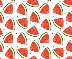 Watermelon slices with seeds, seamless pattern vector