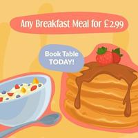 Breakfast meal with discounted price promo banner vector