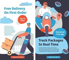 Free delivery on first order, track package time vector