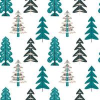 Pine trees in forest or woods, seamless pattern vector