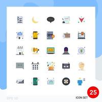25 User Interface Flat Color Pack of modern Signs and Symbols of down award chat agreement paper Editable Vector Design Elements