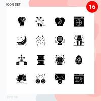 Pictogram Set of 16 Simple Solid Glyphs of food website eco url globe Editable Vector Design Elements