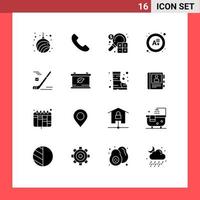 Modern Set of 16 Solid Glyphs Pictograph of ice result accounting grade marketing Editable Vector Design Elements