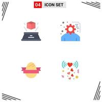 User Interface Pack of 4 Basic Flat Icons of box egg presentation project holidays Editable Vector Design Elements