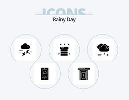 Rainy Glyph Icon Pack 5 Icon Design. water. miscellaneous. cloud. dry. thunder vector