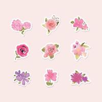 Spring Flower Sticker Collection vector