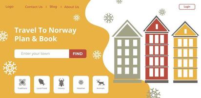 Travel to Norway plan and book, agency website vector