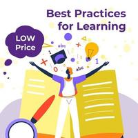 mejores prácticas para el aprendizaje, cursos en línea web vector