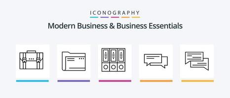 Modern Business And Business Essentials Line 5 Icon Pack Including paper. finance. communication. chart. document. Creative Icons Design vector