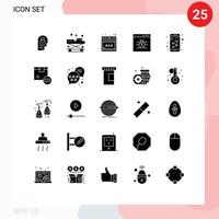 Group of 25 Modern Solid Glyphs Set for development bug medicine browser web Editable Vector Design Elements