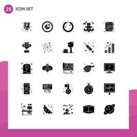Group of 25 Solid Glyphs Signs and Symbols for digital wedding report loving hearts Editable Vector Design Elements