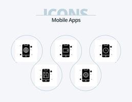 Mobile Apps Glyph Icon Pack 5 Icon Design. interaction. alarm. application. wallet. online vector