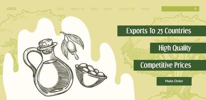 High quality of olive oil product, website page vector