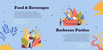 alimentos y bebidas, página web de fiestas de barbacoa vector