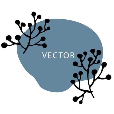 Botany and flowers, branches on banner or card
