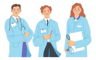 Doctors with paper documents, therapist scientists vector