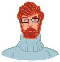 Redhead man with beard, mustache portrait of guy vector