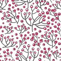 Berries on branches, rowanberry seamless pattern vector