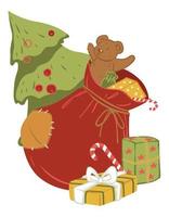 Sack of presents for xmas and new year holidays vector