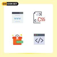 4 Universal Flat Icons Set for Web and Mobile Applications internet free site develop present Editable Vector Design Elements