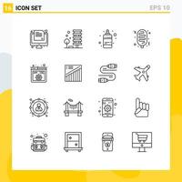 16 Universal Outlines Set for Web and Mobile Applications code fast environment food printing Editable Vector Design Elements