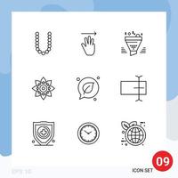 Group of 9 Outlines Signs and Symbols for hindu decoration filter decorate result Editable Vector Design Elements