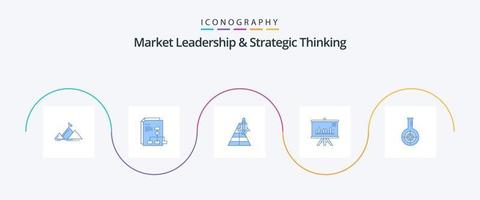 Market Leadership And Strategic Thinking Blue 5 Icon Pack Including graph. presentation. invoice. launch. aircraft vector