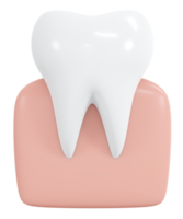 3d interpretazione salutare dente con gomma icona cartone animato stile. 3d rendere illustrazione. png