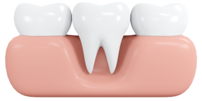 Representación 3D de dientes sanos con estilo de dibujos animados de icono de goma. Ilustración de procesamiento 3d.
