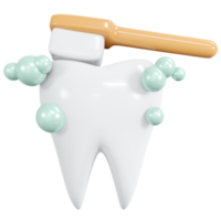 3D Rendering brushing tooth icon cartoon style. 3D Render illustration. png